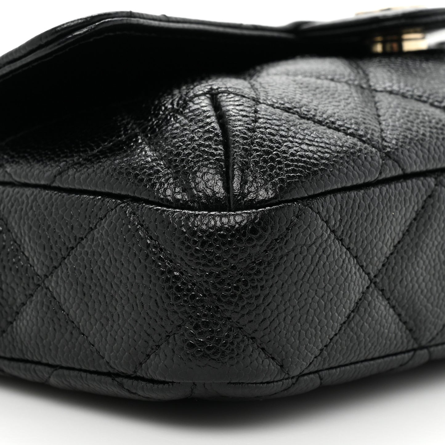 Caviar Fabric Quilted Foldable Tote With Chain Black Multicolor