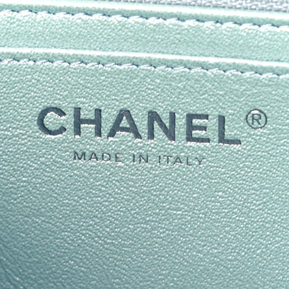Chanel Iridescent Calfskin Quilted Mini Rectangular Flap Light Blue 6 of 11