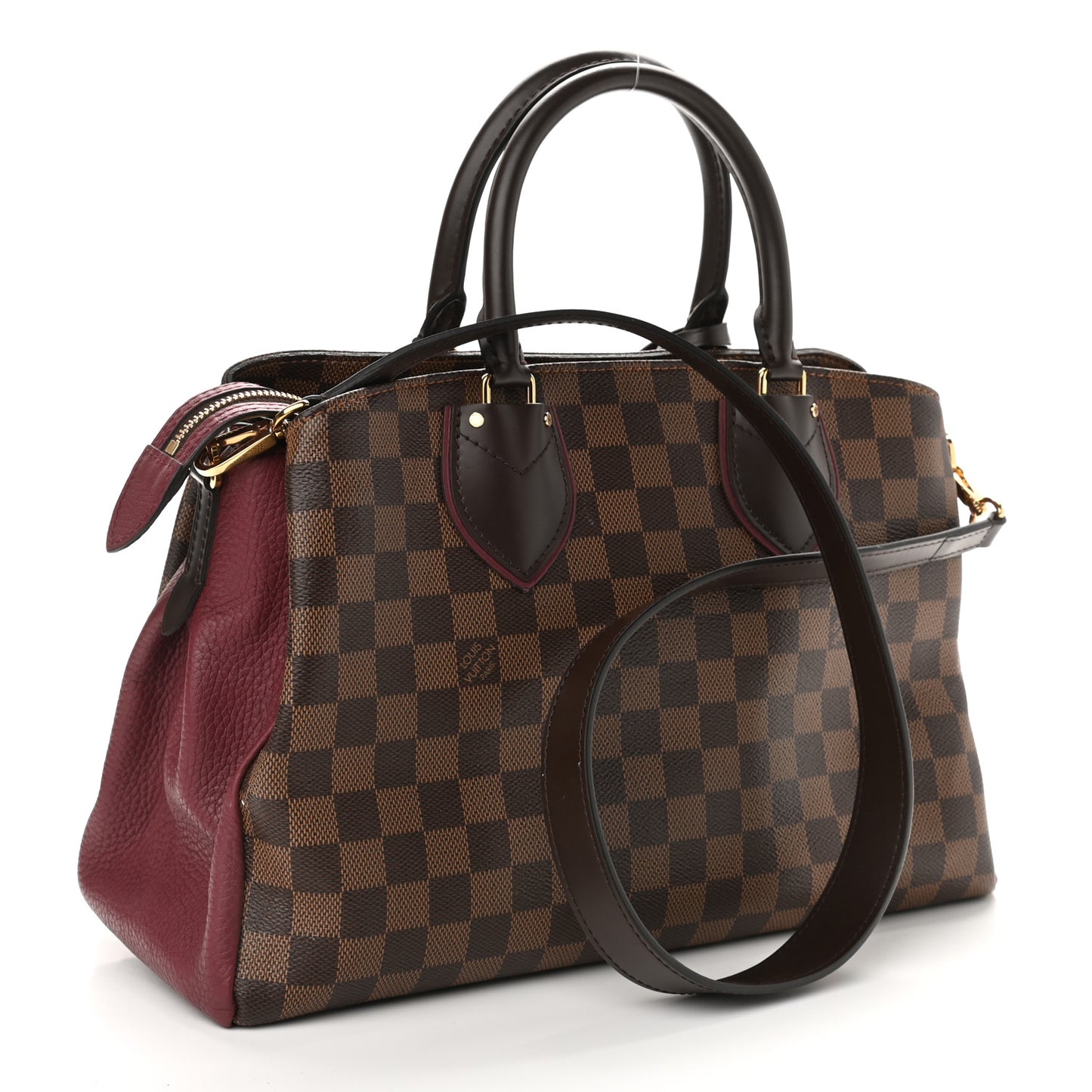 Cuir Taurillon Damier Ebene Normandy Bordeaux