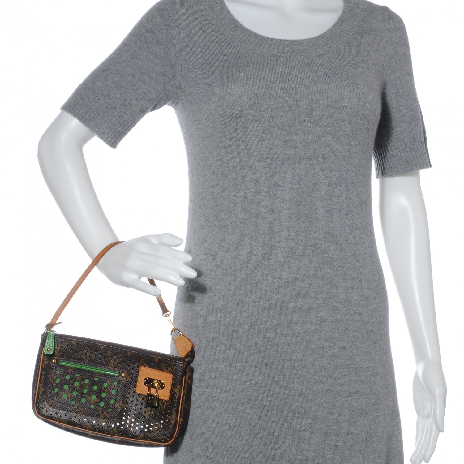 Louis Vuitton Monogram Perforated Pochette Accessories Bag Green 2 of 8