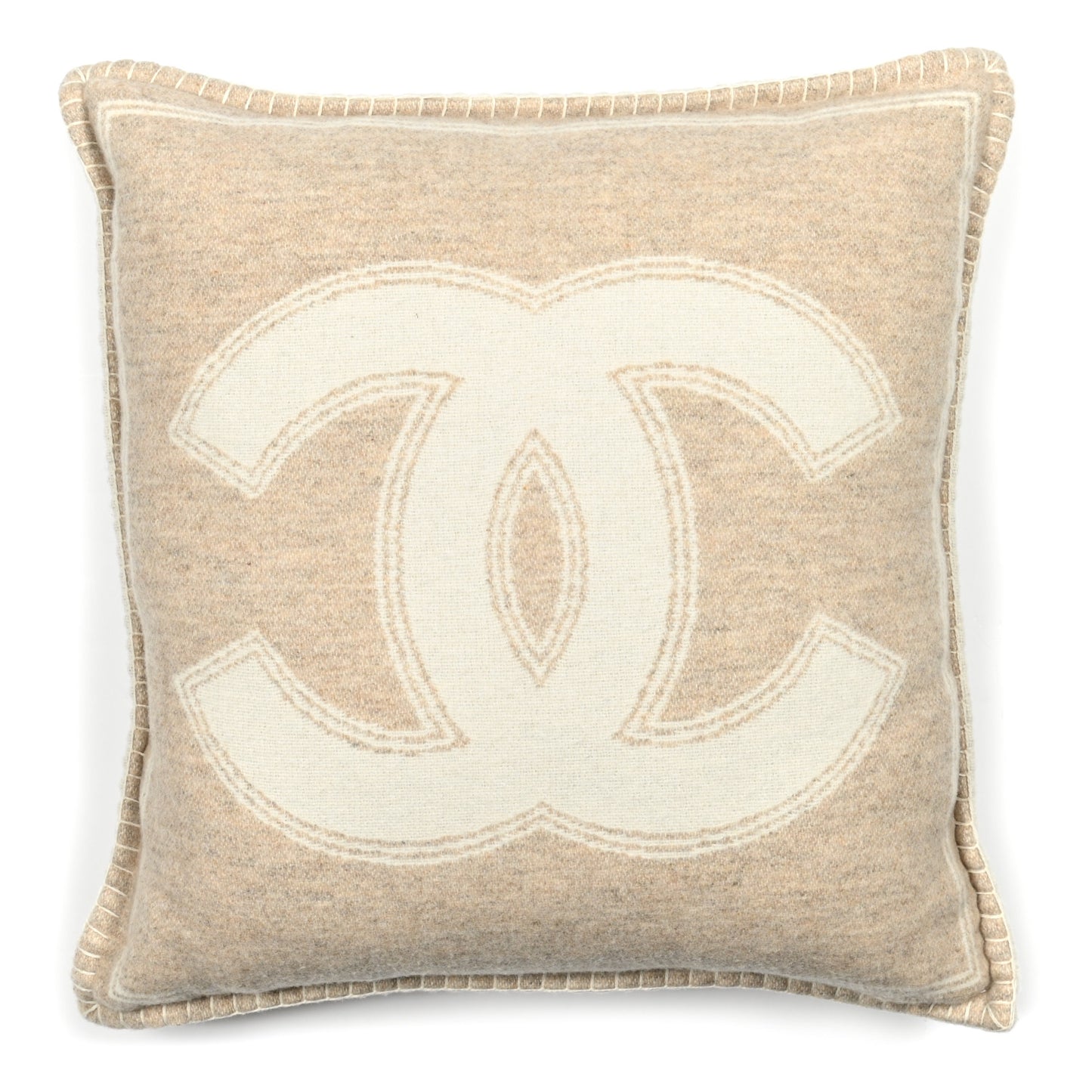 Merino Wool Cashmere CC Pillow Beige Off White