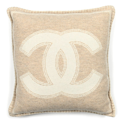 Chanel Merino Wool Cashmere CC Pillow Beige Off White 1 of 3