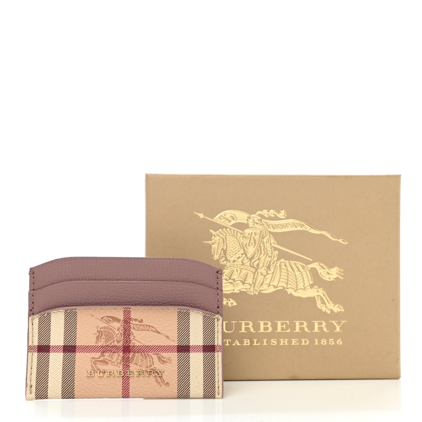 Soft Grain Calfskin Haymarket Check Izzy Card Case Light Elder Berry