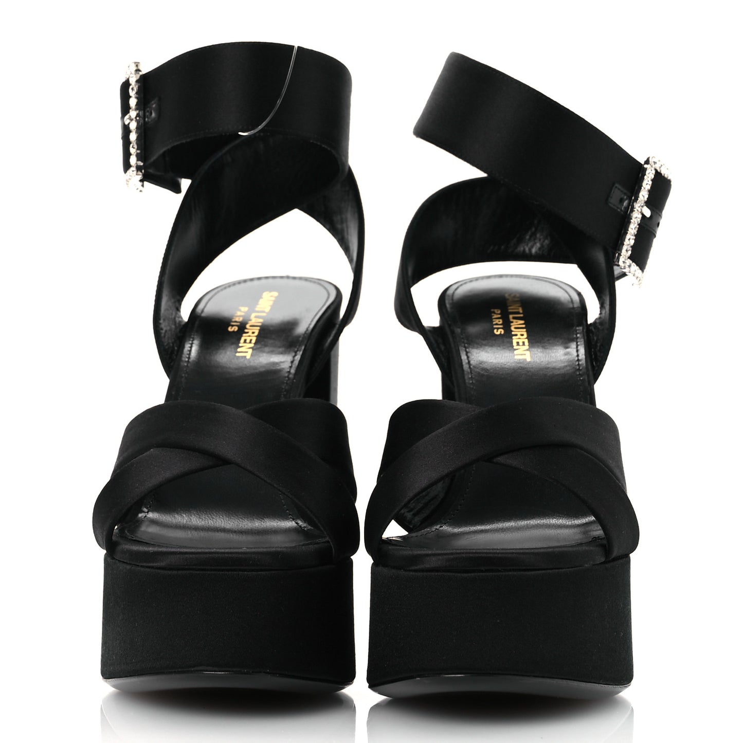 Crepe Satin Biance 85 Platform Sandals 39 Black