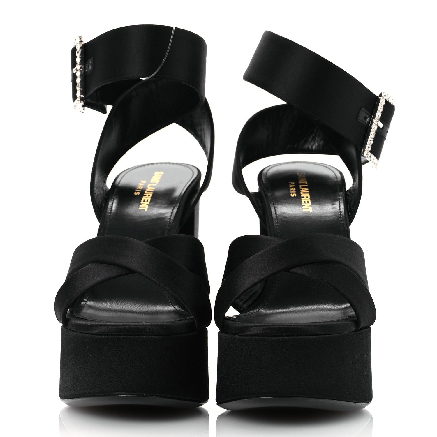 Saint Laurent Crepe Satin Biance 85 Platform Sandals 39 Black 3 of 11