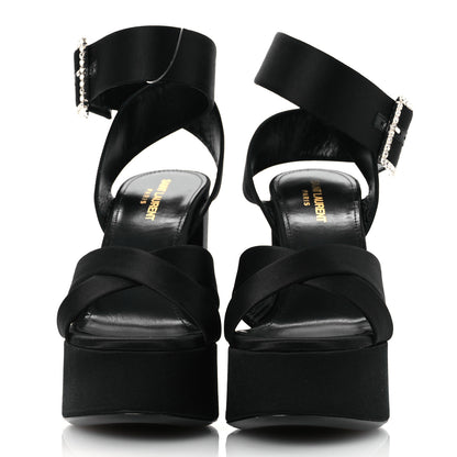 Saint Laurent Crepe Satin Biance 85 Platform Sandals 39 Black 3 of 11