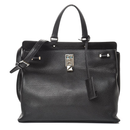 Valentino Garavani Pebbled Calfskin Large JoyLock Satchel Black 1 of 10
