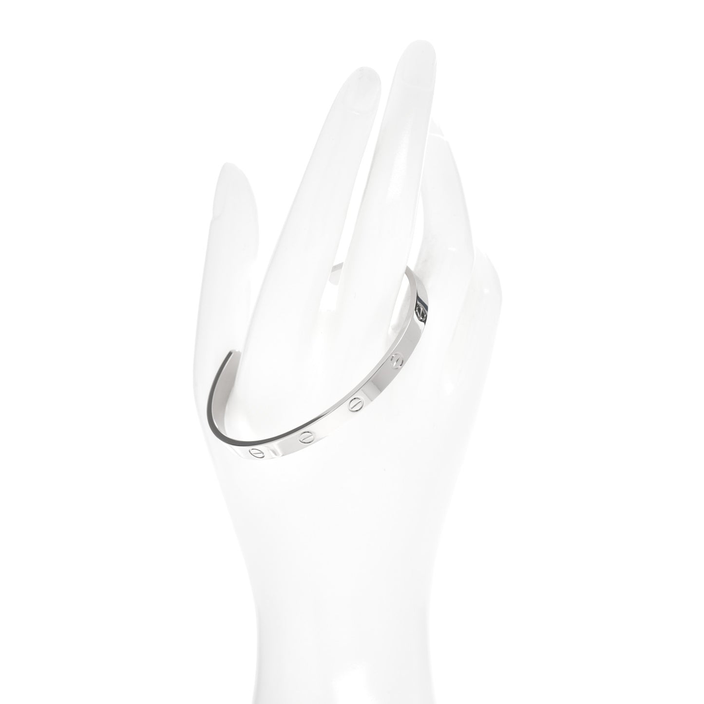 18K White Gold LOVE Cuff Bracelet 19