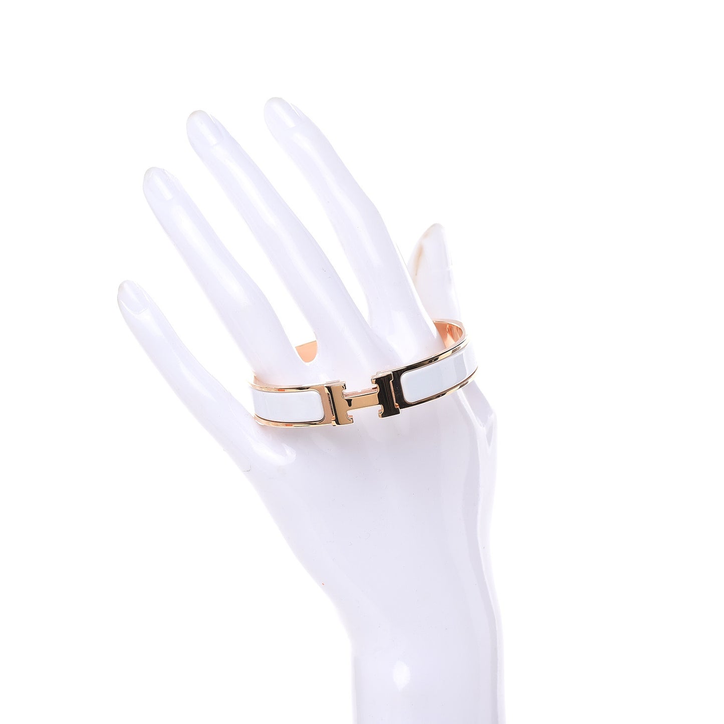 Enamel Narrow Clic Clac H Bracelet GM White