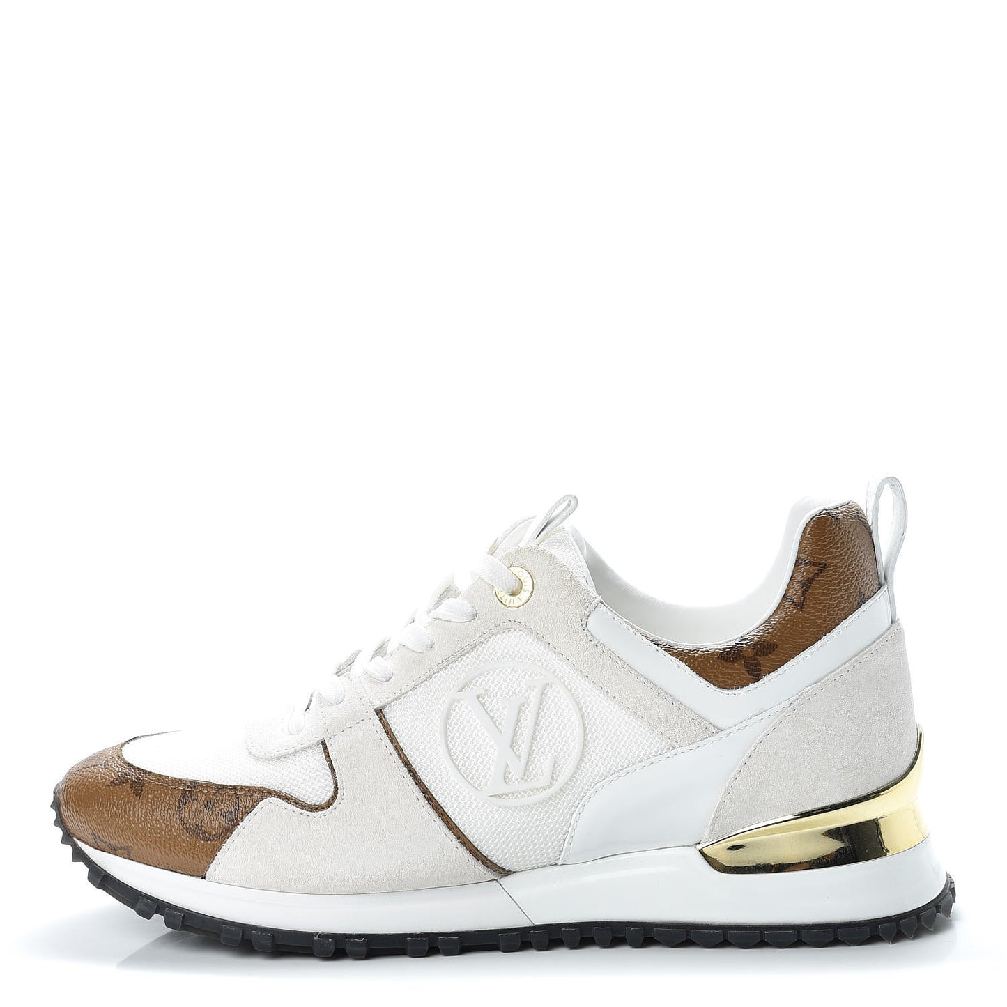 Suede Reverse Monogram Run Away Sneakers 37.5 White