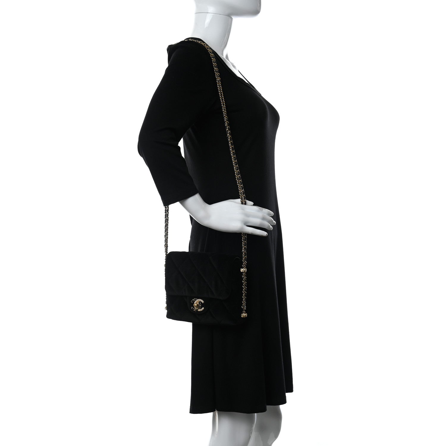 Chanel Velvet Quilted Crush On Chains Flap Bag Black 2 of 9