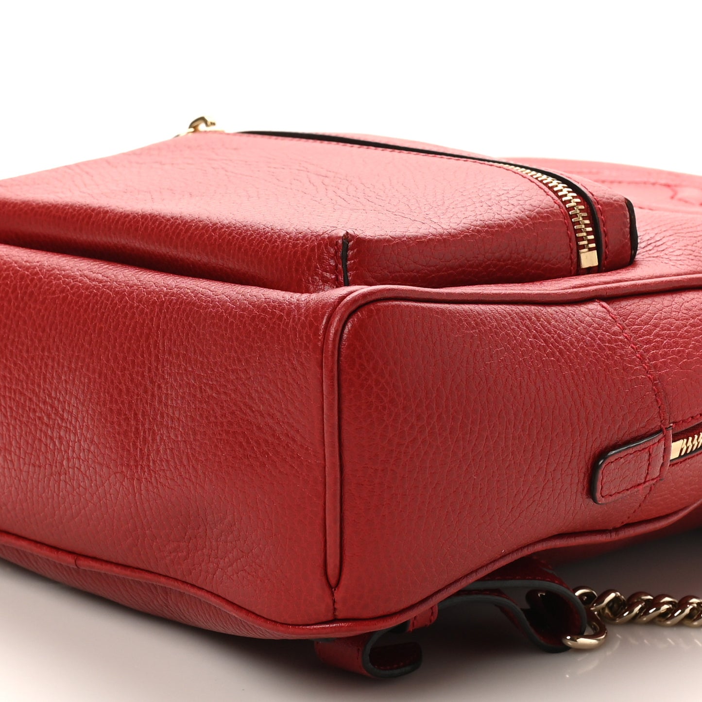 Pebbled Calfskin Soho Chain Backpack Hibiscus Red