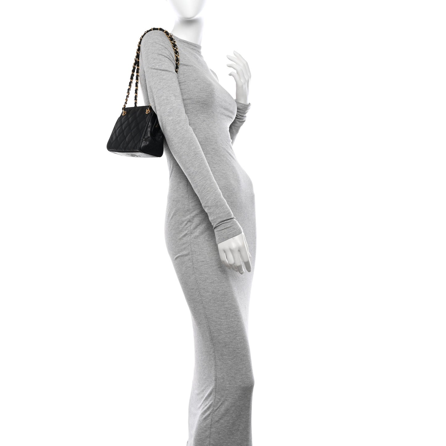 Caviar Quilted Shoulder Bag Black