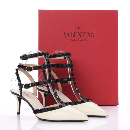 Valentino Garavani Nappa Rockstud Ankle Strap 65mm Pumps 36.5 Light Ivory Black 9 of 9