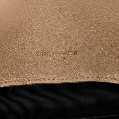 Saint Laurent Sheepskin Matelasse Chevron Monogram Medium College Bag Dark Beige 8 of 13