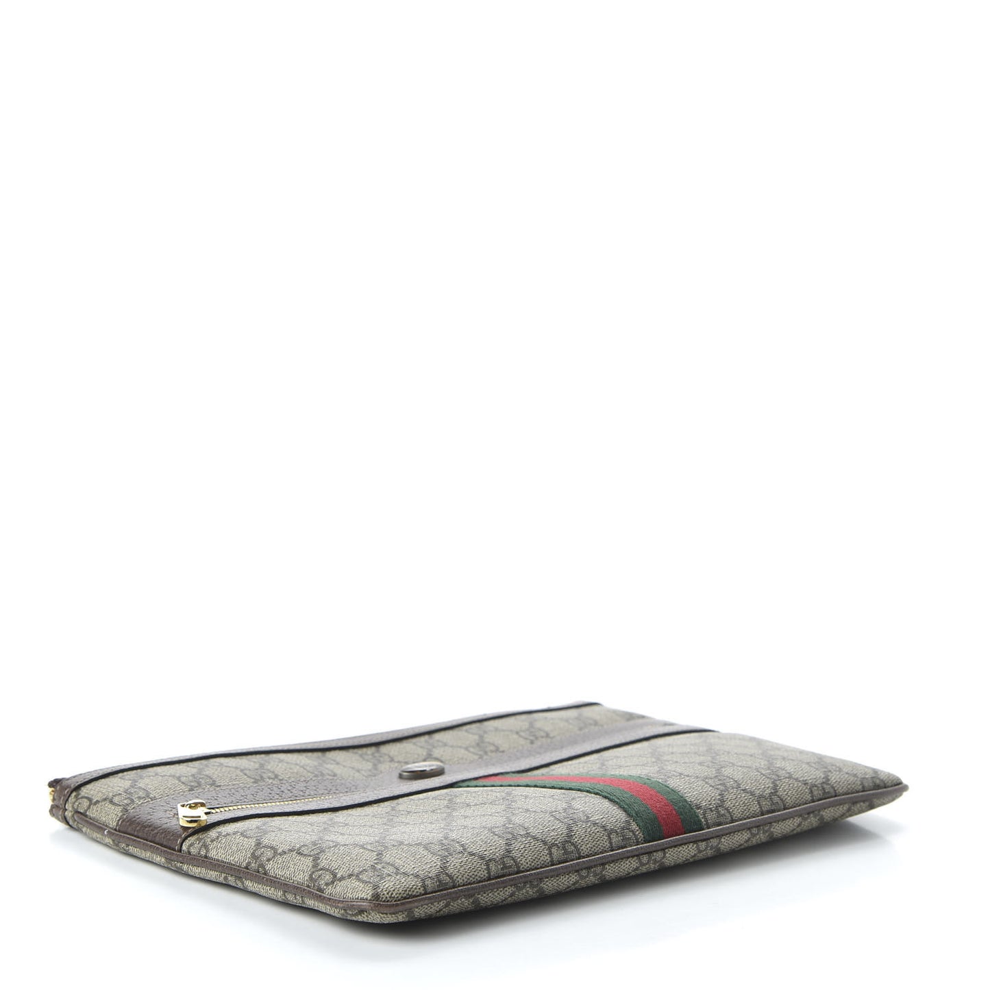 GG Supreme Monogram Large Ophidia Pouch Clutch Brown