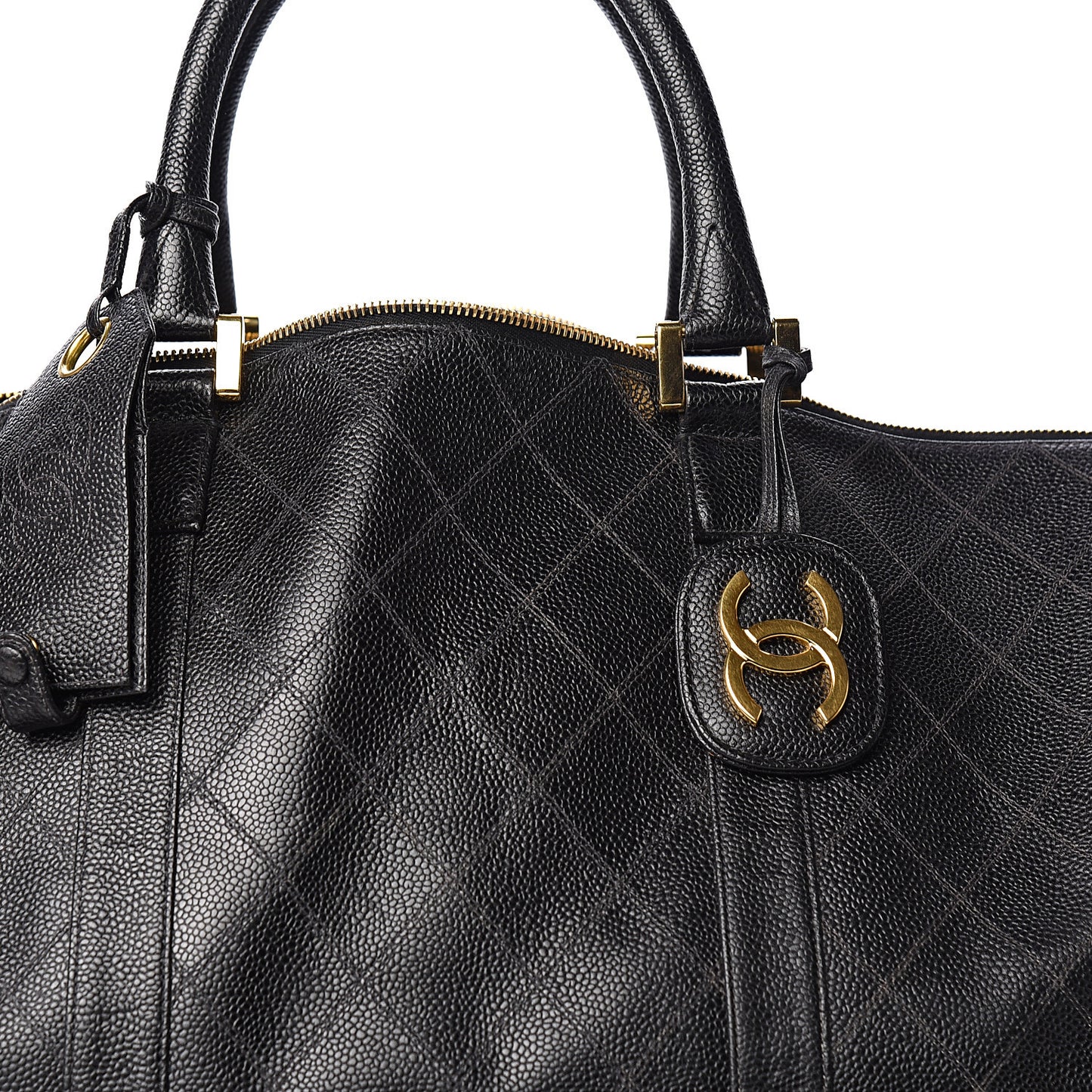 Calfskin Stitched Duffel Bag Black