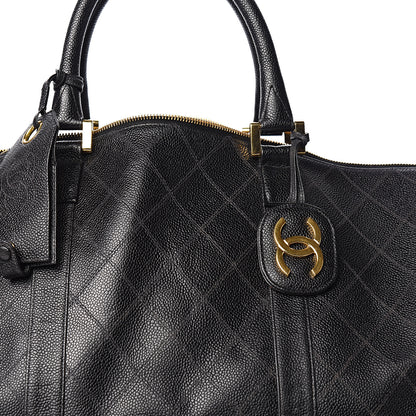Chanel Calfskin Stitched Duffel Bag Black 9 of 10