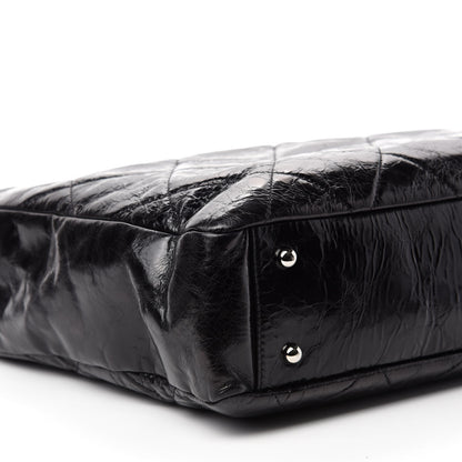 Chanel Glazed Calfskin Lambskin Quilted Portobello Tote Black Grey 6 of 10