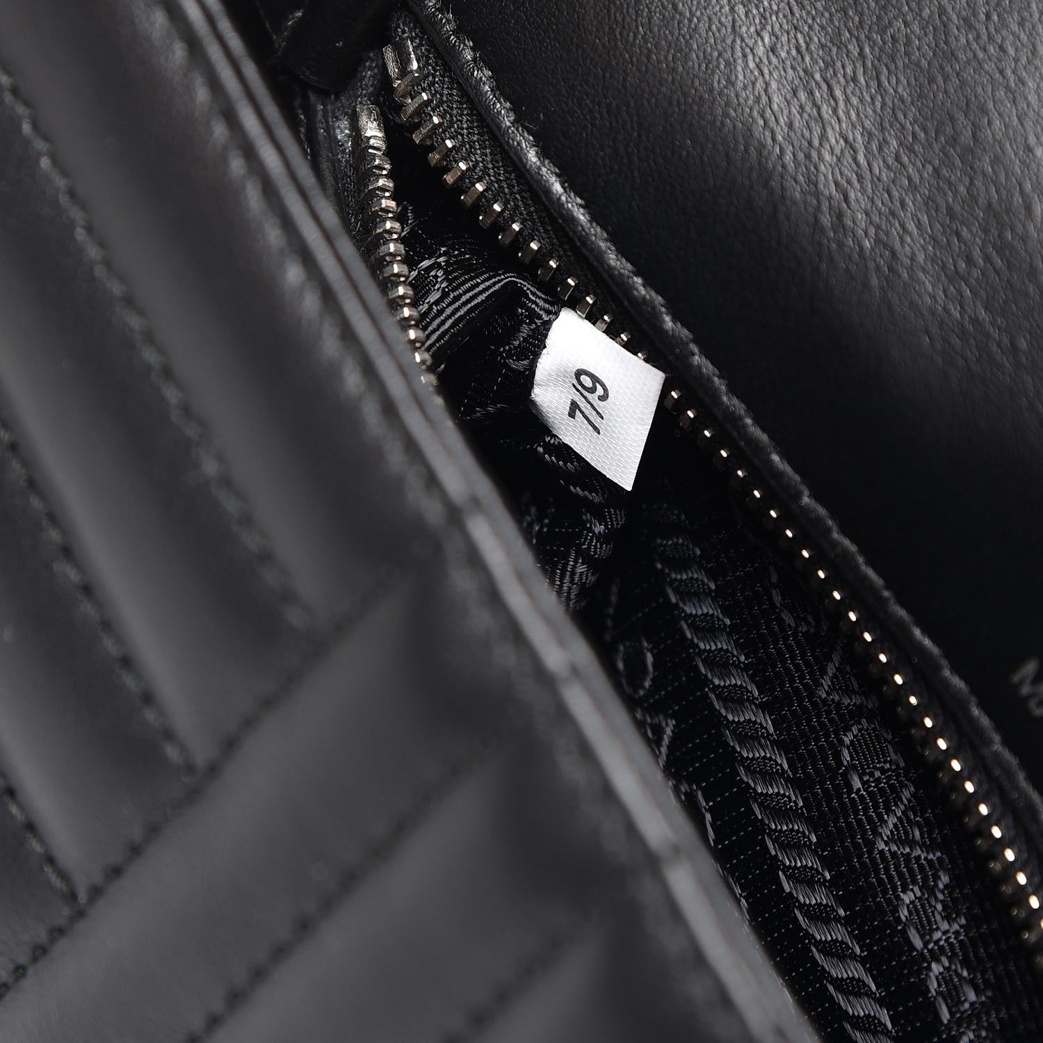 Prada Soft Calfskin Impunture Diagramme Small Chain Flap Shoulder Bag Black 8 of 8