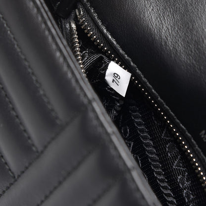 Prada Soft Calfskin Impunture Diagramme Small Chain Flap Shoulder Bag Black 8 of 8