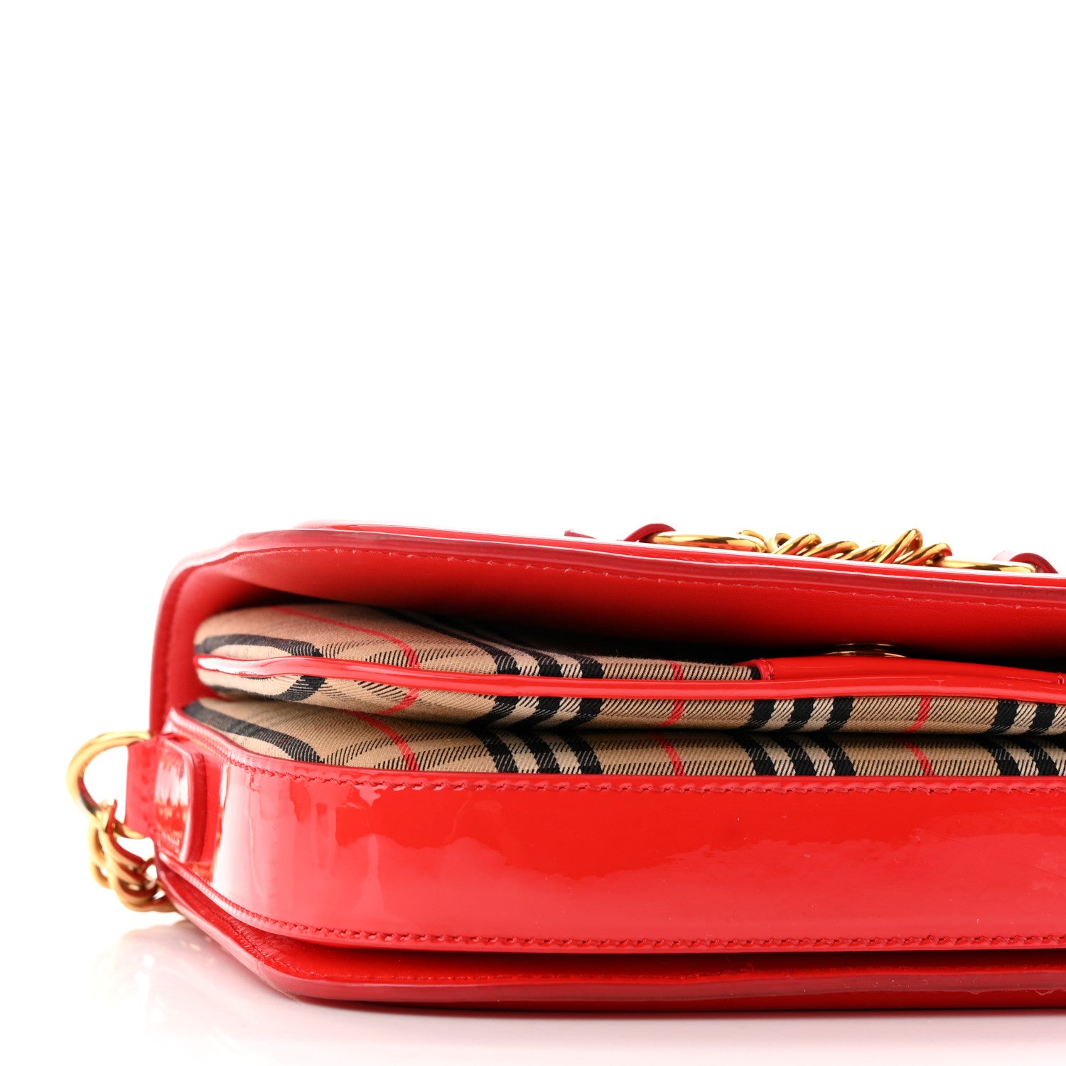 Burberry Patent 1983 Knight Check Link Shoulder Bag Bright Red 8 of 9