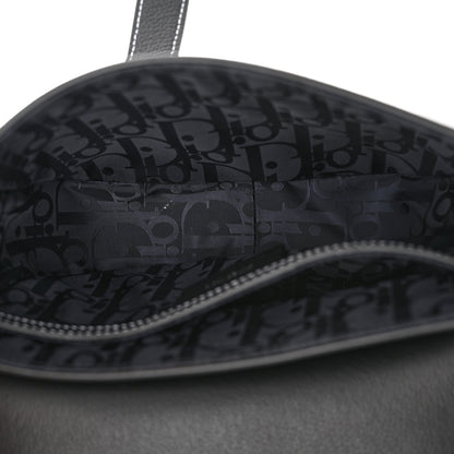 Christian Dior Grained Calfskin Saddle Pouch With Strap Black 5 of 11