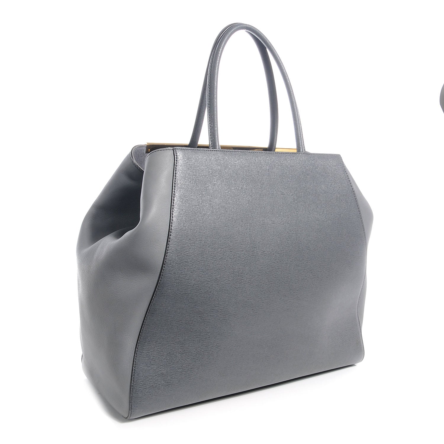 Fendi Vitello Elite Large 2Jours Tote Grigio Grigio Chiaro 3 of 11