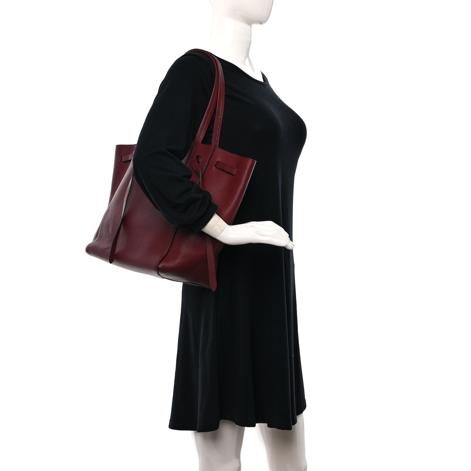 Celine Soft Grained Calfskin Small Belt Cabas Phantom Burgundy 2 of 10