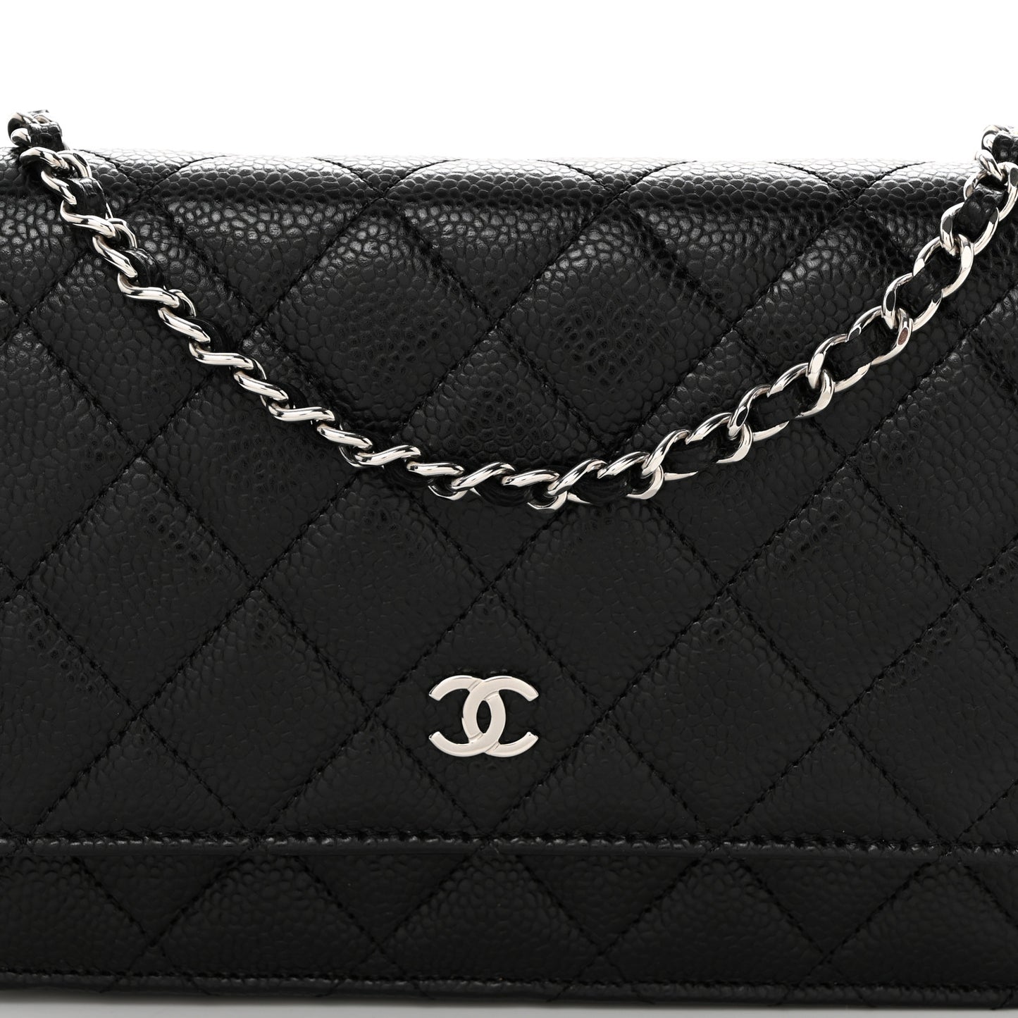 Caviar Quilted Wallet On Chain WOC Black