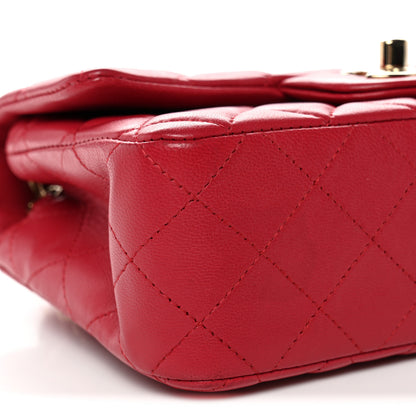 Chanel Lambskin Quilted Mini Rectangular Flap Dark Pink 9 of 11