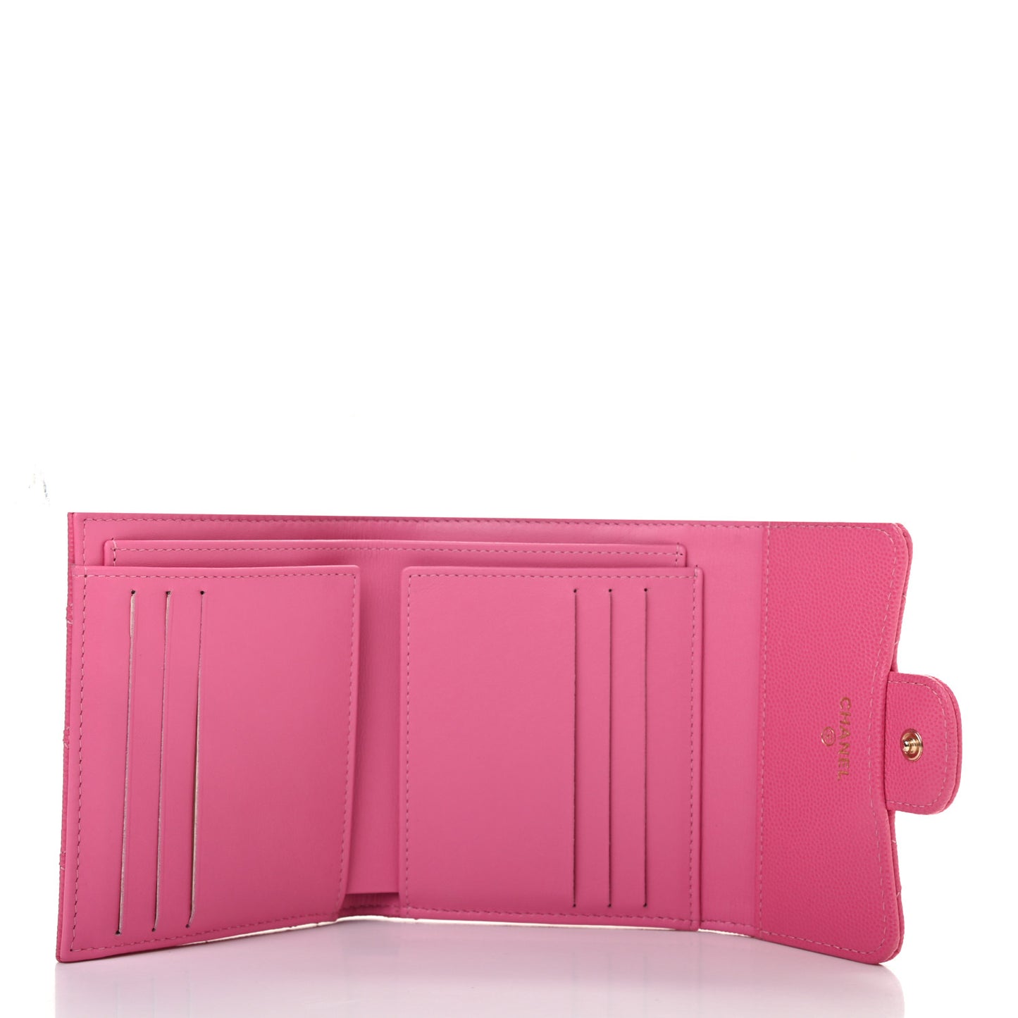 Caviar Quilted Compact Flap Wallet Pink