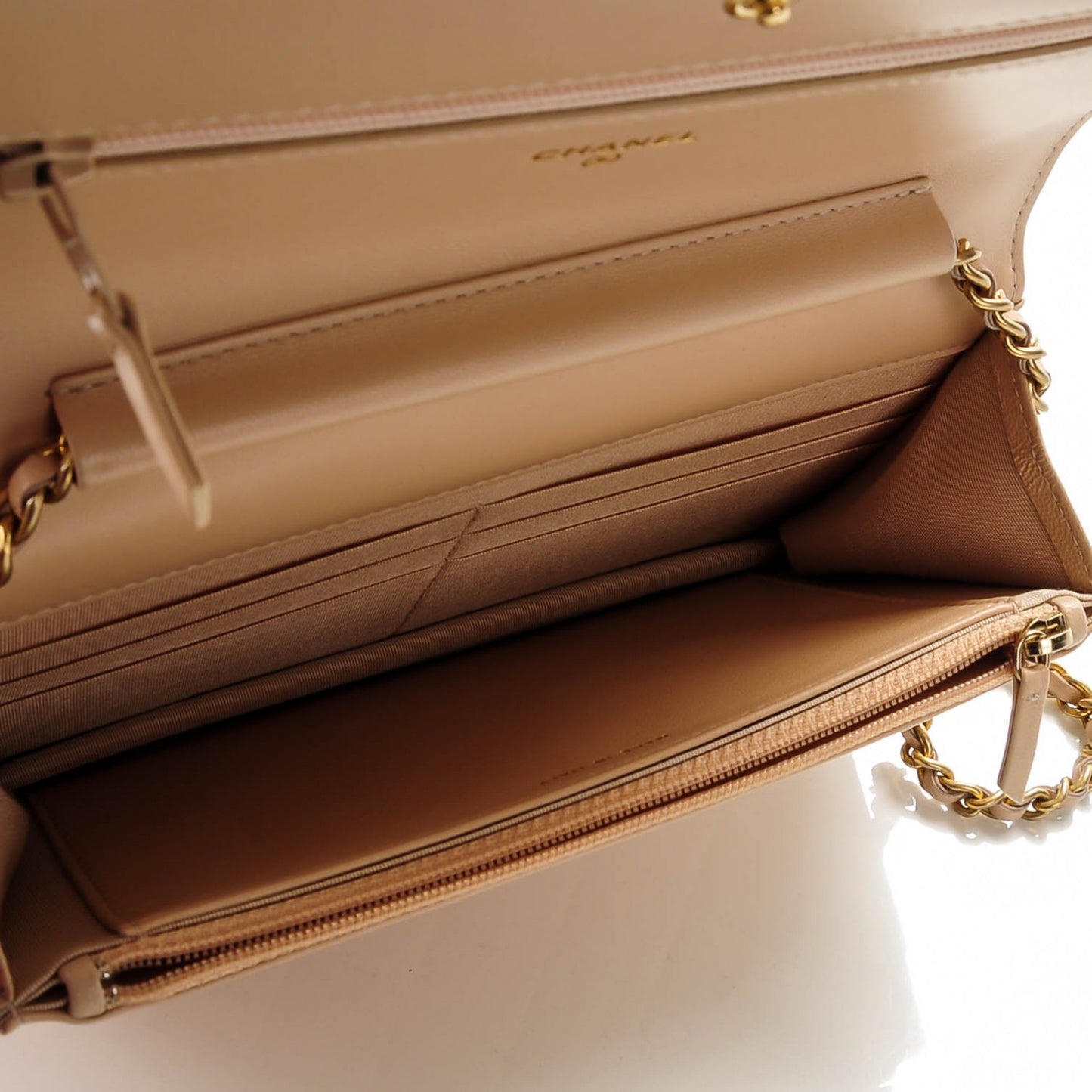 Lambskin Quilted Boy Wallet On Chain WOC Beige