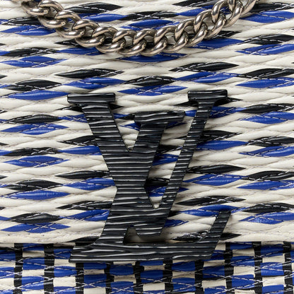 Louis Vuitton Calfskin Epi Smock Louise MM Chain Clutch Blue White Black 8 of 11