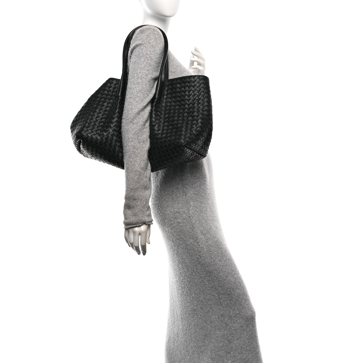 Bottega Veneta Calfskin Intrecciato Pinacoteca Reversible Tote Black Fondant 2 of 10