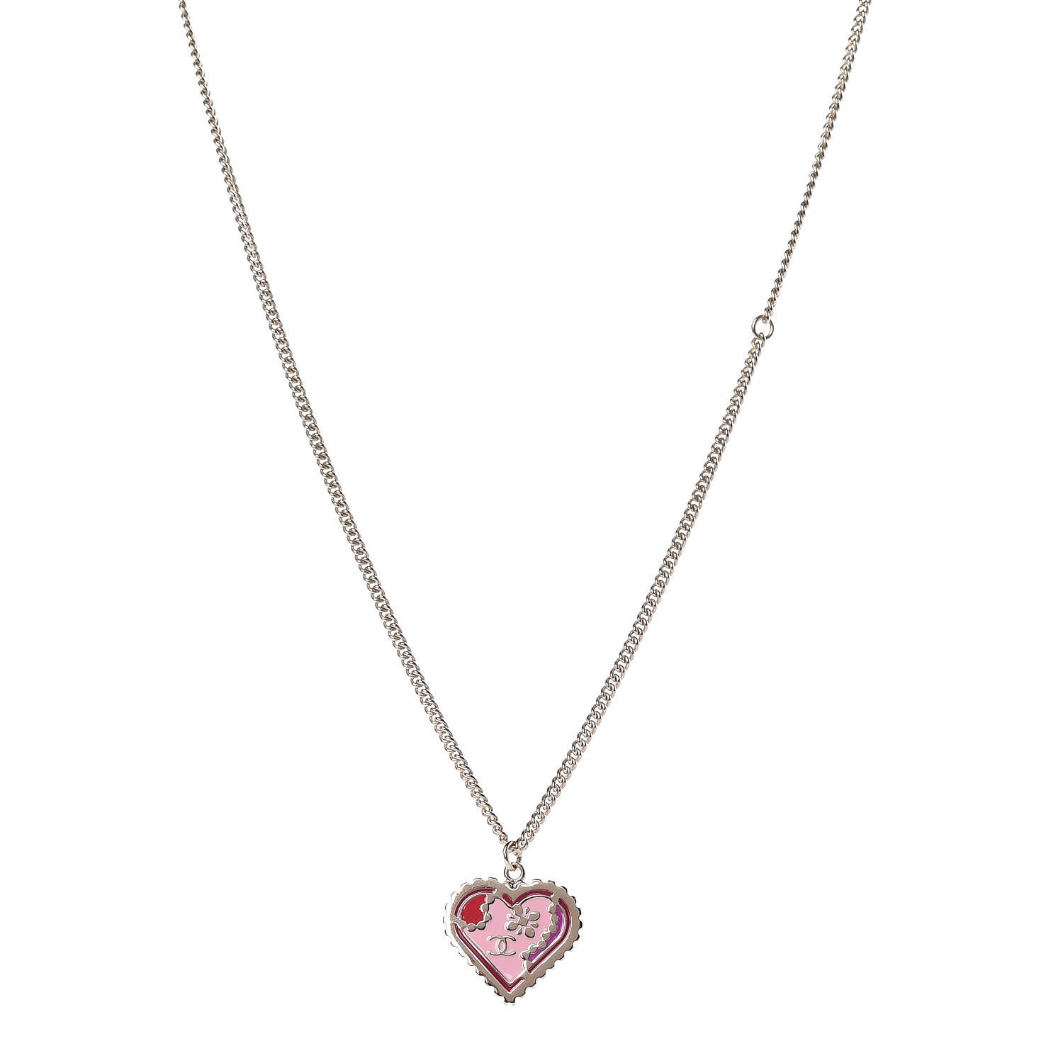 Chanel Enamel Heart CC Necklace Gold 1 of 6