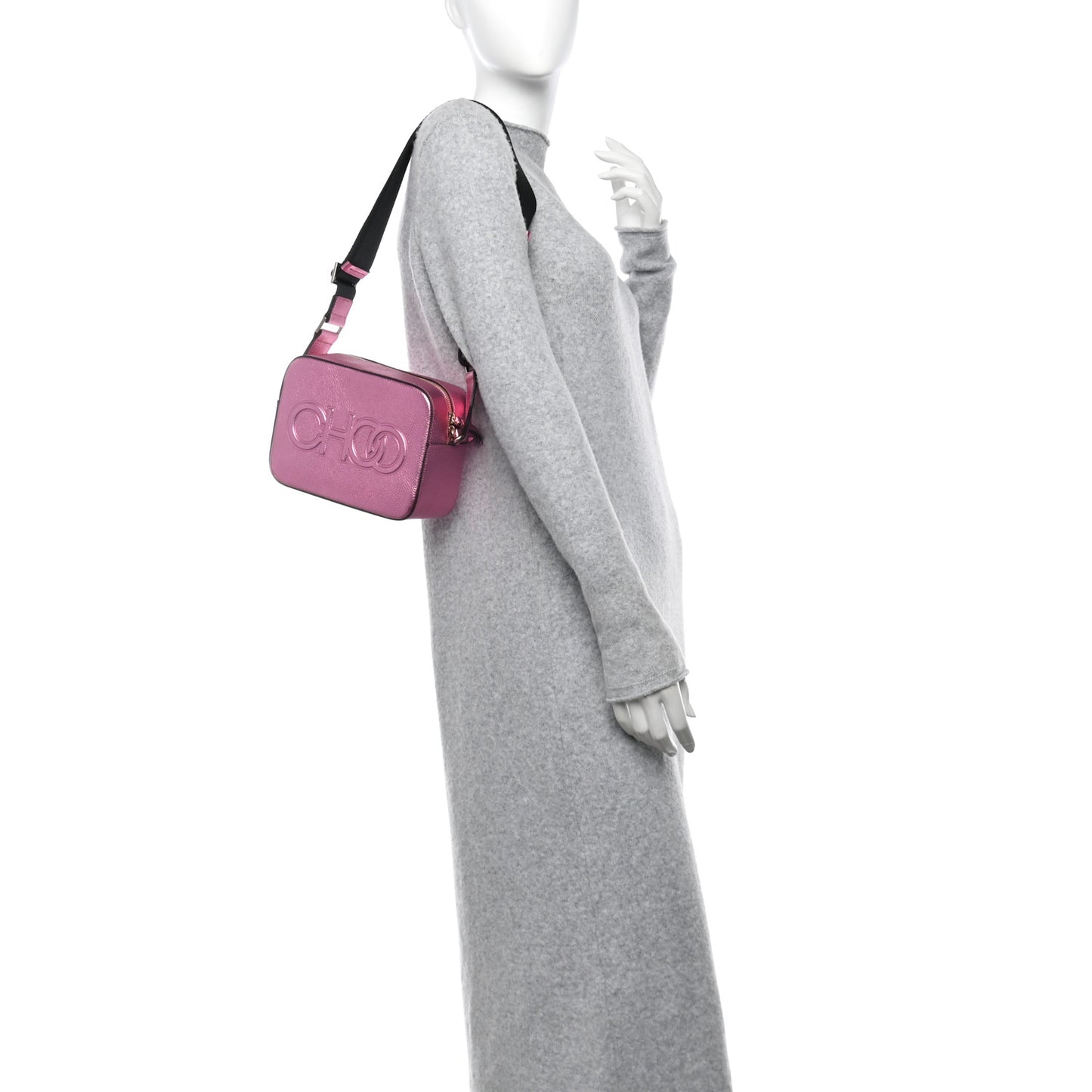 Metallic Calfskin Logo Camera Bag Peony