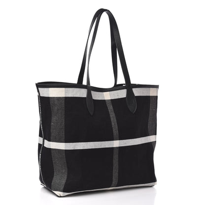 Burberry Coated Canvas Mega Check Sketchbook Medium Reversible Doodle Tote Black 6 of 14