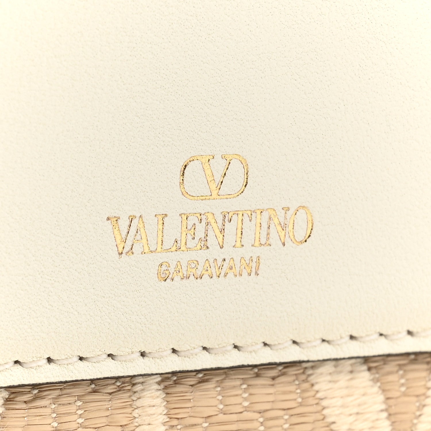 Valentino Garavani Raffia Toile Iconographe Calfskin Vlogo Small Loco Shoulder Bag Natural Ivory 6 of 10
