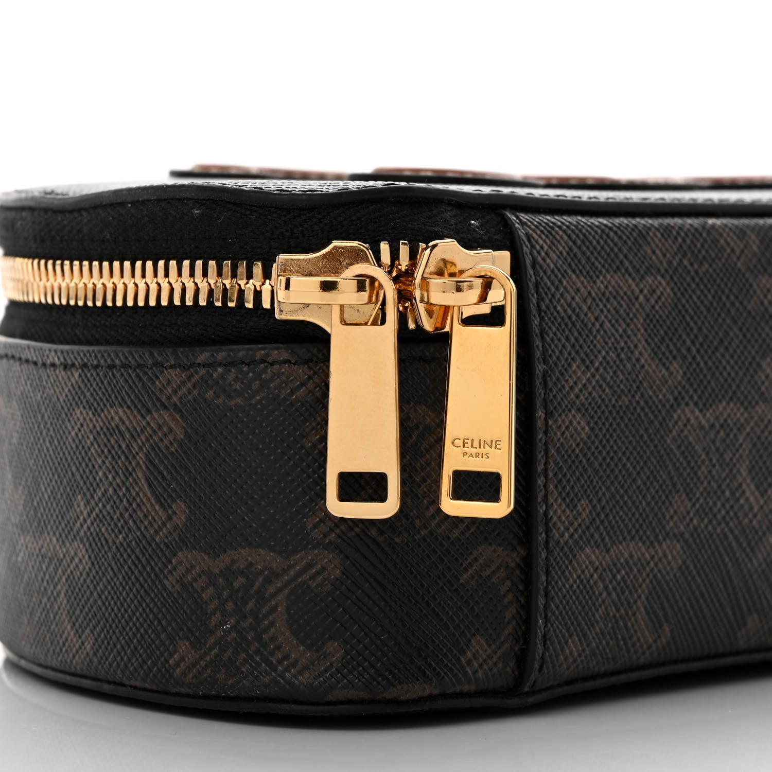 Celine Calfskin Triomphe Canvas Half Moon Case Tan 9 of 11