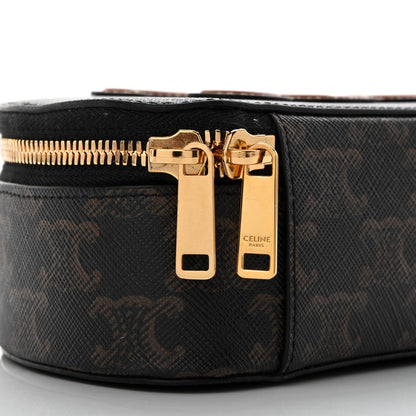 Celine Calfskin Triomphe Canvas Half Moon Case Tan 9 of 11