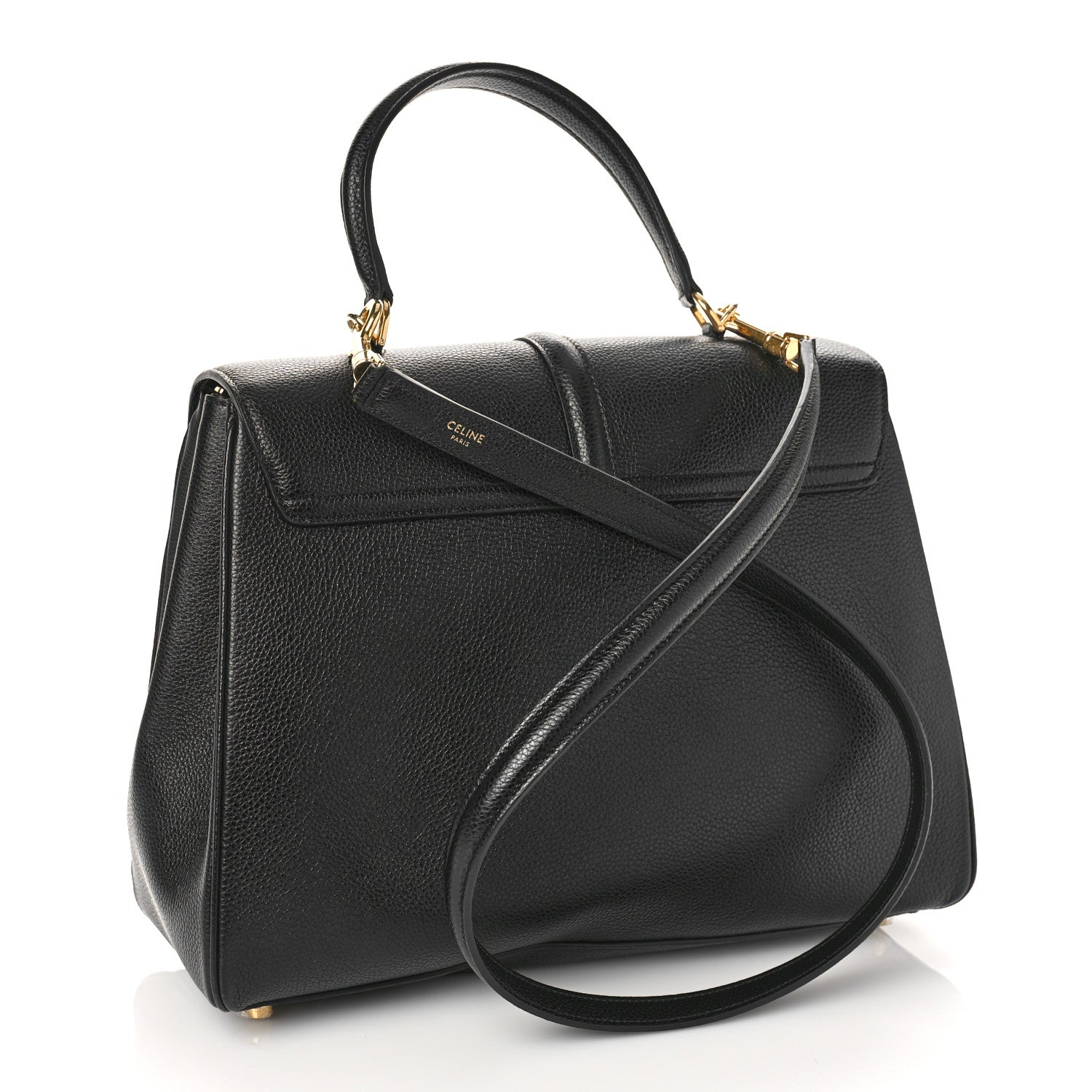Celine Grained Calfskin Classique 16 Top Handle Bag Black 3 of 8