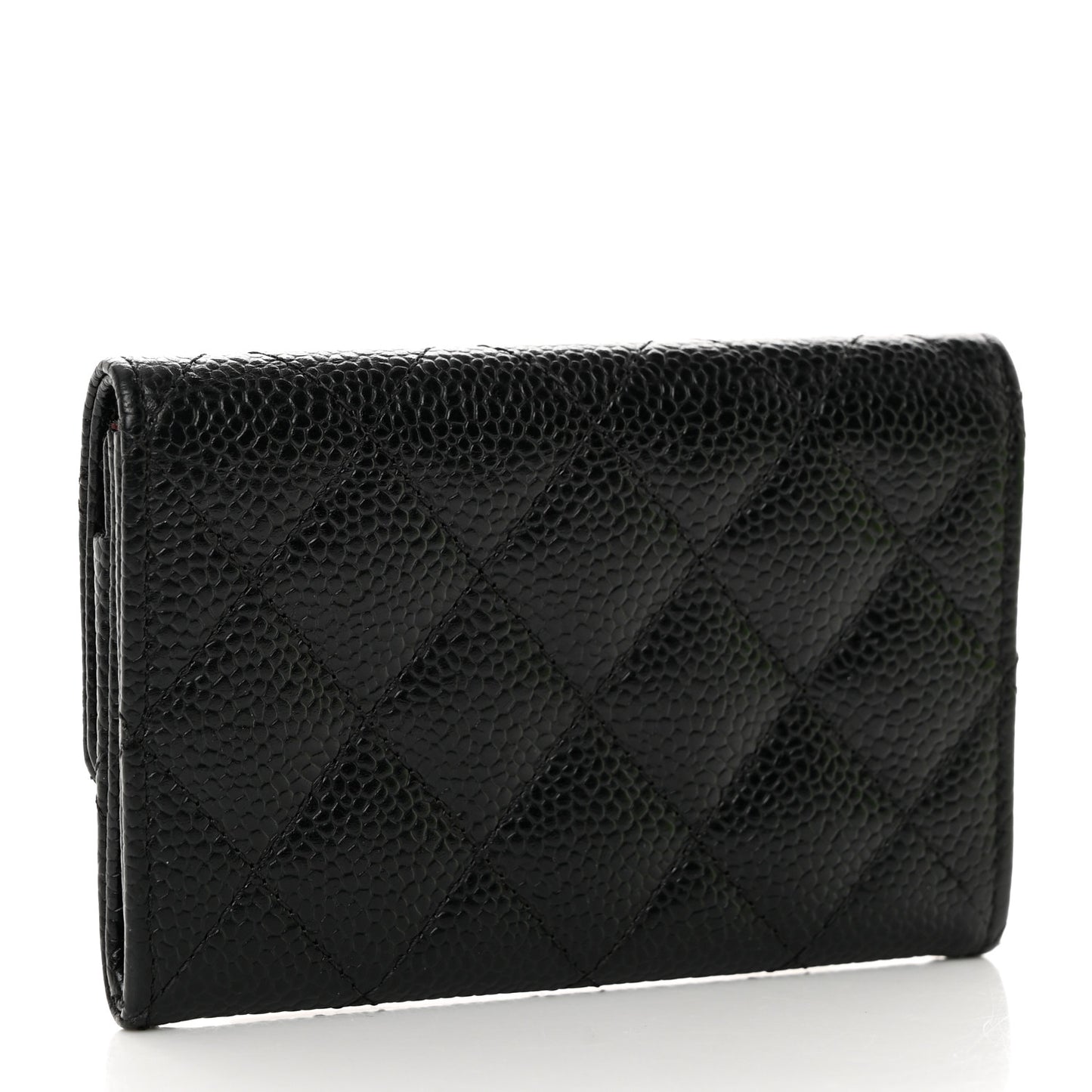 Caviar Quilted Flap Card Holder Black