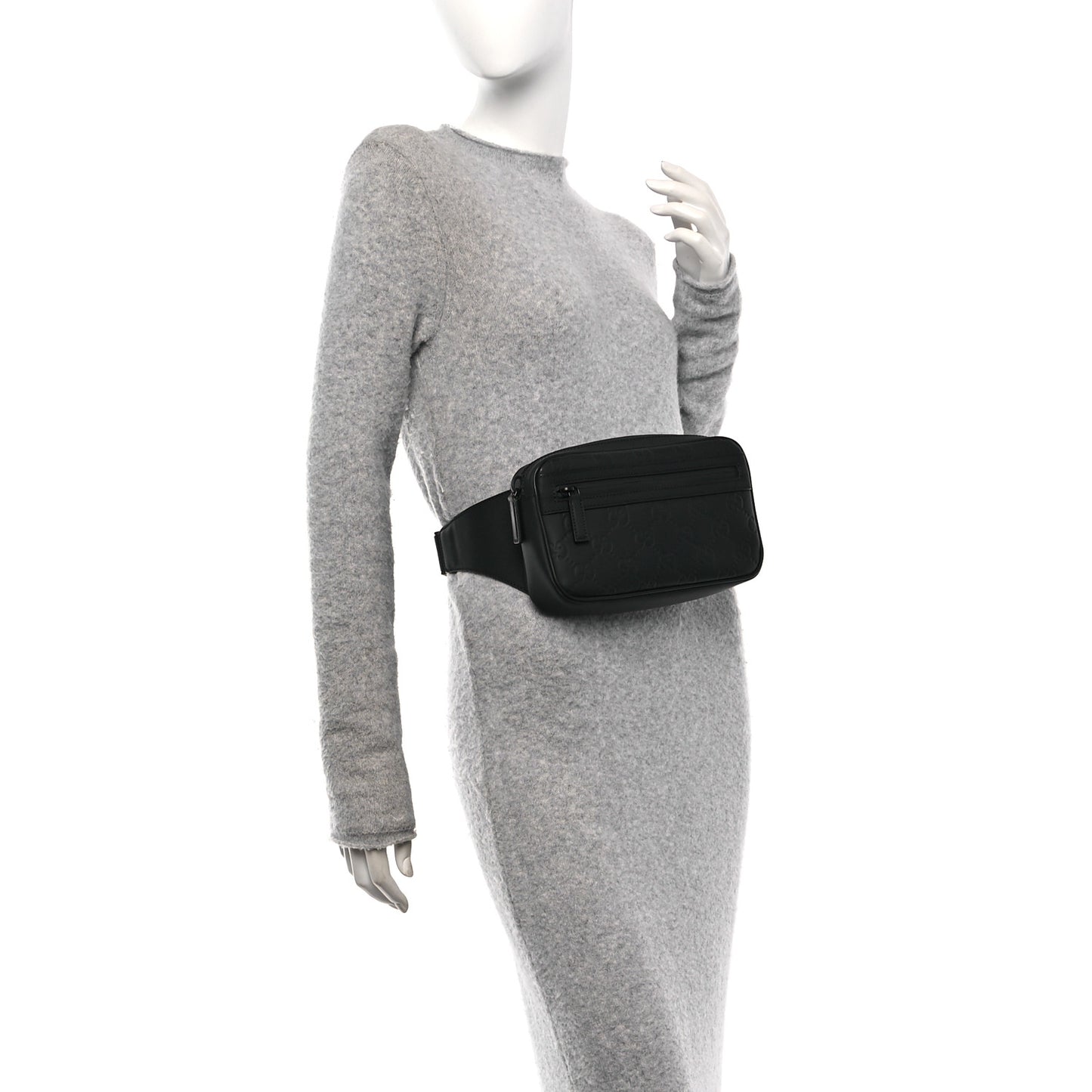 Rubber Effect Monogram GG Waist Belt Bag Black