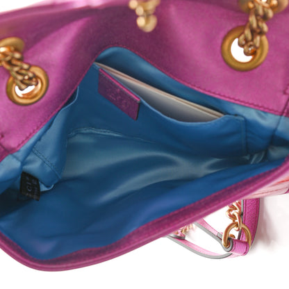 Gucci Metallic Calfskin Matelasse Mini GG Marmont Shoulder Bag Fuchsia 5 of 9