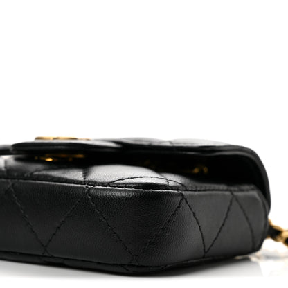 Chanel Lambskin Coco Enamel Quilted Mini Chain Belt Bag Black 10 of 11