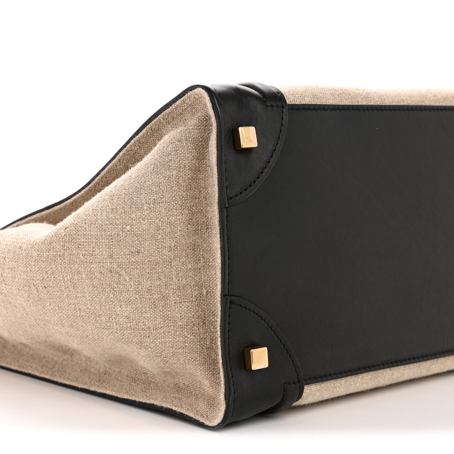 Smooth Calfskin Linen Tricolor Mini Luggage Black Khaki Navy
