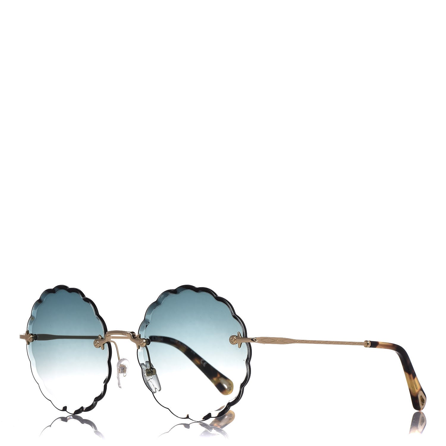 Chloe Rosie Bevelled Round Sunglasses CE142S Gold Gradient Blue 1 of 7