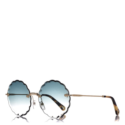 Chloe Rosie Bevelled Round Sunglasses CE142S Gold Gradient Blue 1 of 7