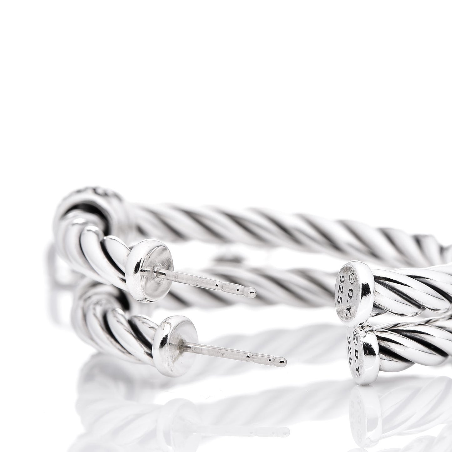 Sterling Silver Diamond Cable Classics Hoop Earrings